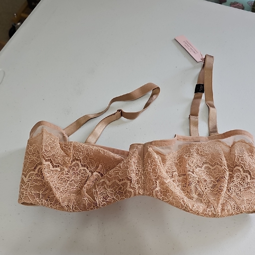 Elegant Lace Bandeau Bra in Tan